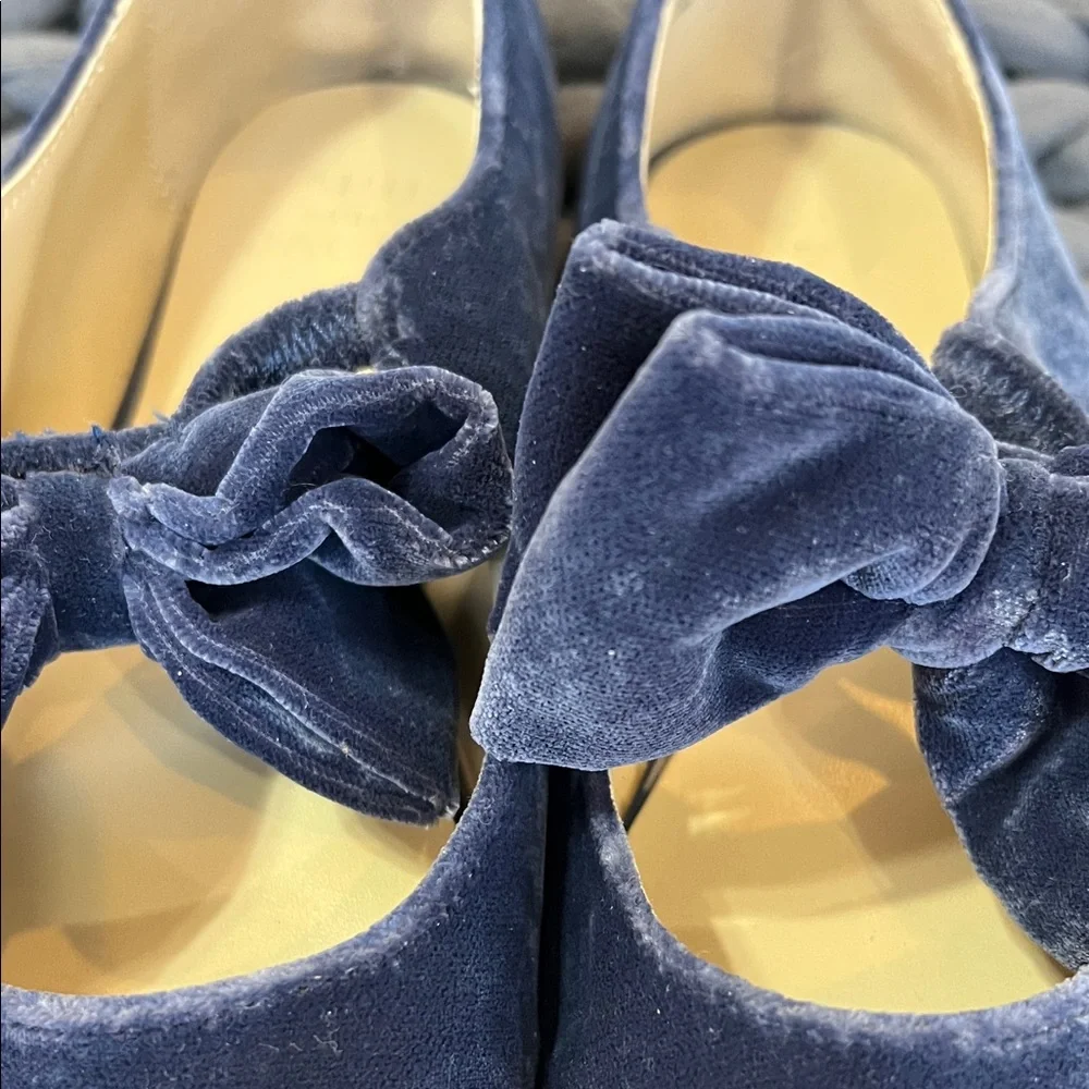 Janie and Jack Navy Velvet Bow Flats